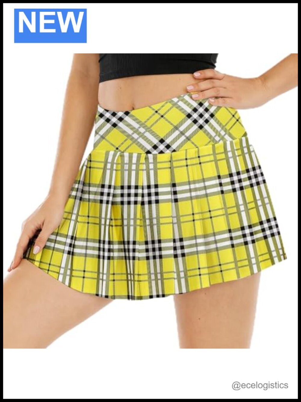Plaid Pleated Tennis Skort with Built-in Shorts High Waisted 2-in-1, Tank